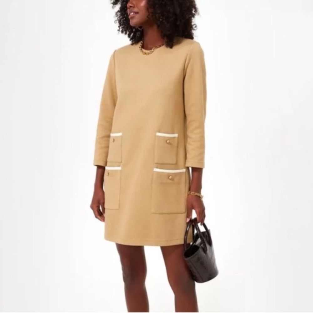 Tuckernuck Tan Croissant Franscoise Mod Mini Dress Size L NWT